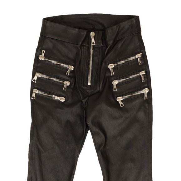 NEW UNRAVEL PROJECT Black Skinny Leather Zipper Pants Size 26 $2240 - Picture 2 of 4